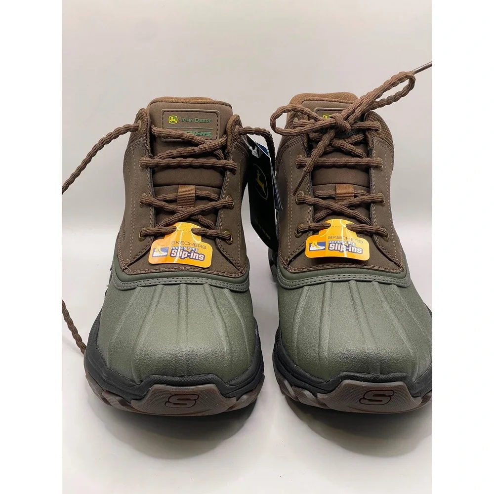 John Deere Skechers Respected Swamper Waterproof Duck Boots Olive Brown
